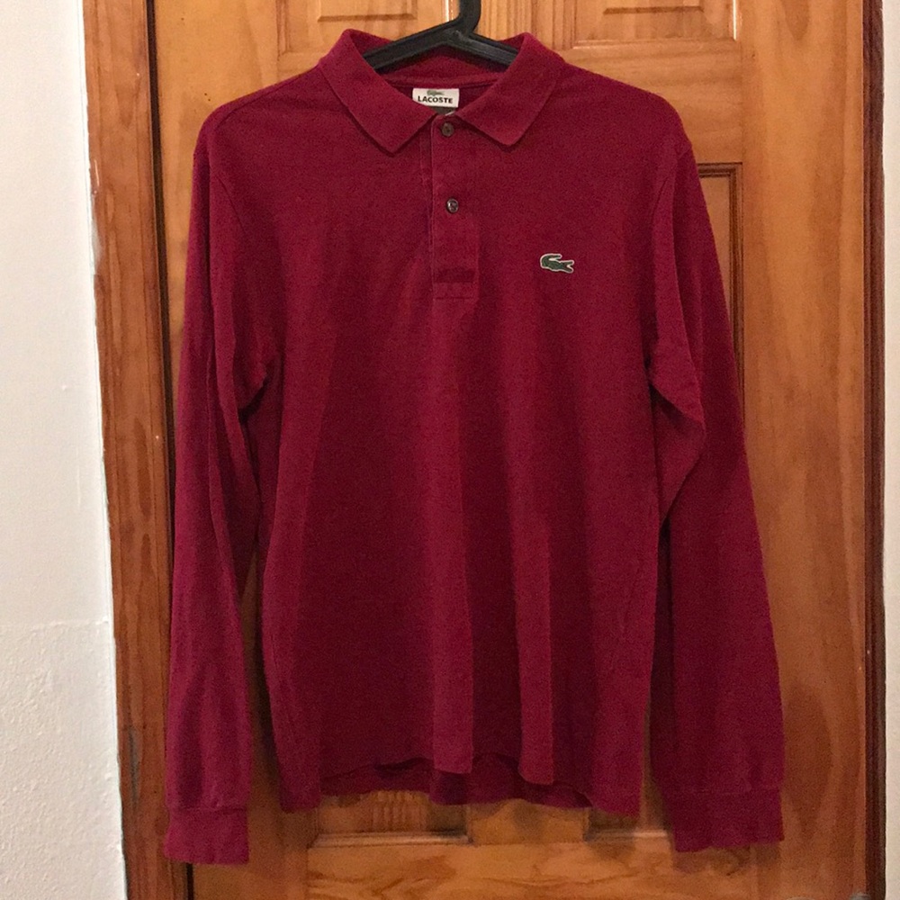 Lacoste red long sleeved polo
